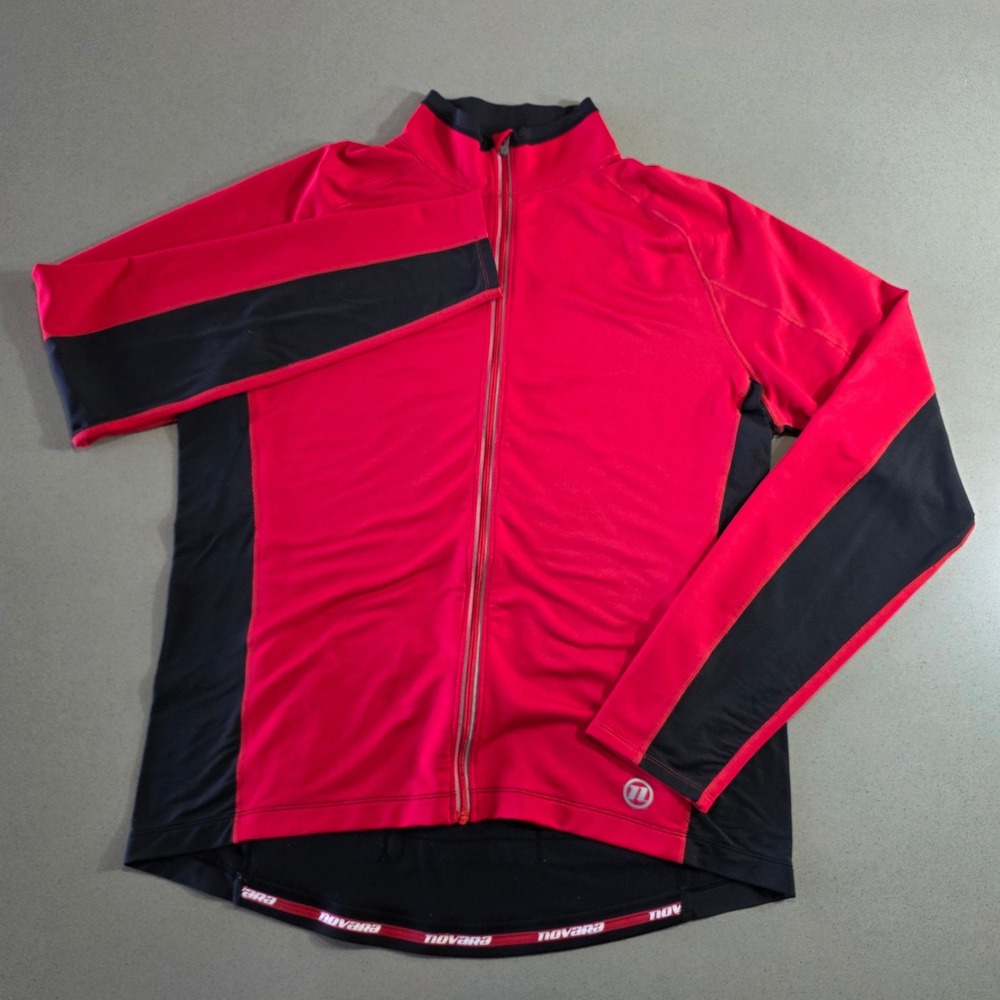 Novara Mens XL Red Black Full Zip Long Sleeve Cycling Jersey Bike Top RN37249